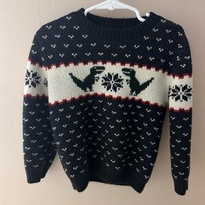 H&M Dark Blue and Cream Dinosaur Sweater